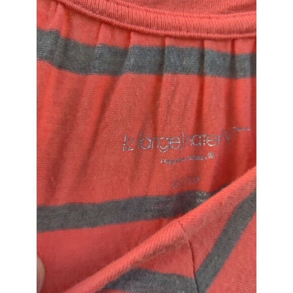 Liz Lang Maternity Womens Size XS TP Maxi Dress Orange Gray Stripe Tie Belt Baby - Picture 8 of 12